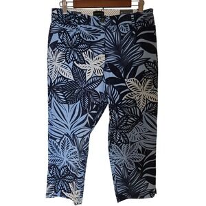 Talbots Slim Leg Perfect Skimmer Blue Tropical Floral Crop Pants Sz 6 NEW